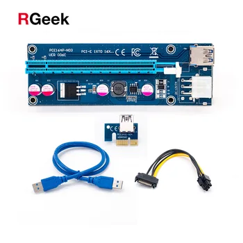 

18 Pieces 006C USB 3.0 PCI-E Express 1X 4x 8x 16x Extender Riser Adapter Card SATA 15pin Male to 6pin Power Cable for Bitcoin