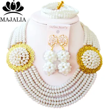 

Majalia Classic White African Beads Jewelry Set Crystal Bea Bride Jewelry Nigerian Wedding Beads Jewelry Sets 6CP011
