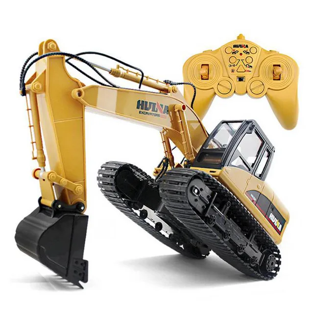 HUINA 15 Channel 2.4G Toys 1/14 RC Excavator Charging RC Car With Battery RC Alloy Excavator RTR for Kids Construction Vehicles 1