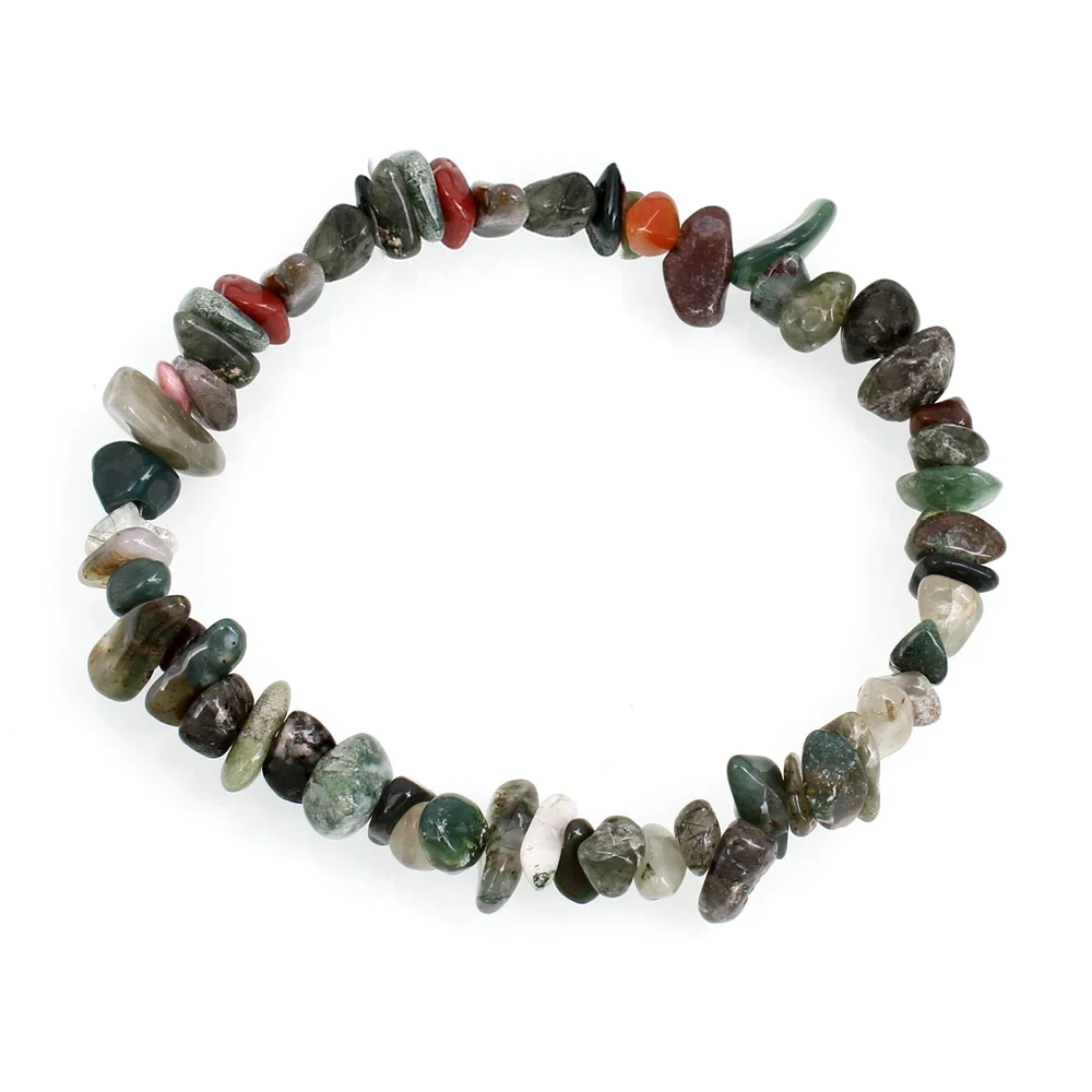 YYW оптом натуральный Кварцевый камень эластичные Браслеты с подвесками ювелирные изделия розовый кристалл Agata чипсы из бисера Strand камень Браслеты Для женщин