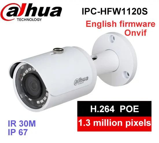 

DAHUA 1.3MP Small Fixed IR 30M Mini-Bullet IP Camera IP67 with POE Original English Version IPC-HFW1120S free shipping