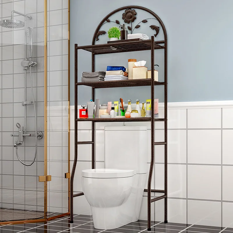 Полка для ванной комнаты, полка для хранения, железная сборка, может быть удалена, передвижная полка для туалета, мебель - Цвет: Z733-coffee