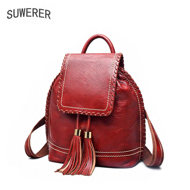 

SUWERER 2019 new Genuine Leather backpack women luxury backpack women bags designer bags women backpack fashion bag