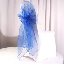 25 шт. стул пояса с бантами Королевский синий органза стул пояса бант свадьба и события украшения для вечеринки с бесплатной доставкой