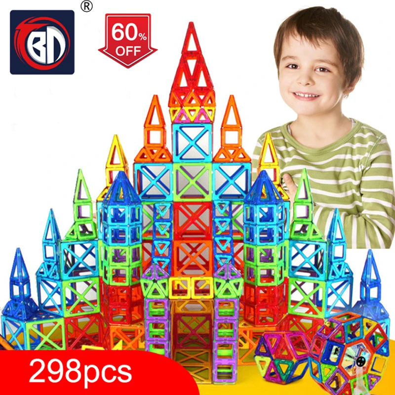 

BD 298pcs Blocks Magnetic Designer Construction Set Model & Building Toy Plastic Magnetic Blocks Educational Toys For Kids Gift
