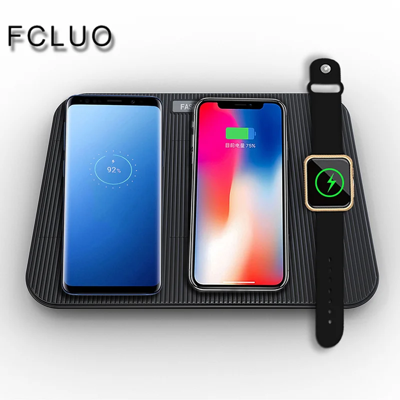 

4 In 1 QI Fast Wireless Charger Stand Foldable for iPhone 8 X XR XS MAX Charging Pad Dock Station for Apple Watch 1 2 3 4 Series