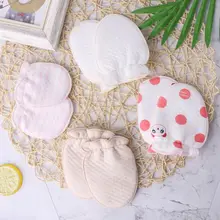 1 пара детских перчаток с защитой от царапин, мягкая смесь хлопка, теплые, зимние, Осенние, противозахватные, милые варежки для ухода за новорожденными