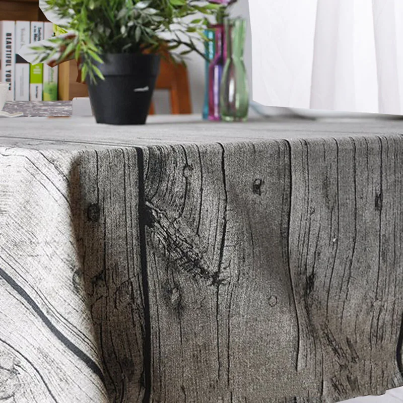 

Hot Vintage Wood Fashion TableCloth Fresh Style Retro Table cloth Decorative Elegant Table Cloth Linen Oven Fridge Table Cover
