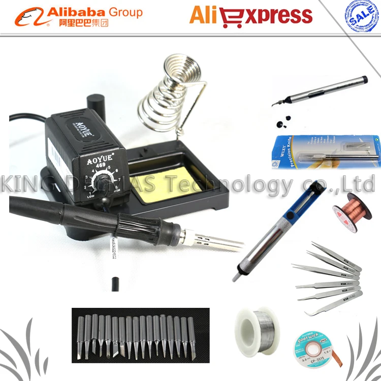 

Free shipping Aoyue 469 high performance soldering iron/220V ESD Adjustable portable MINI Soldering Station /Welding tool set