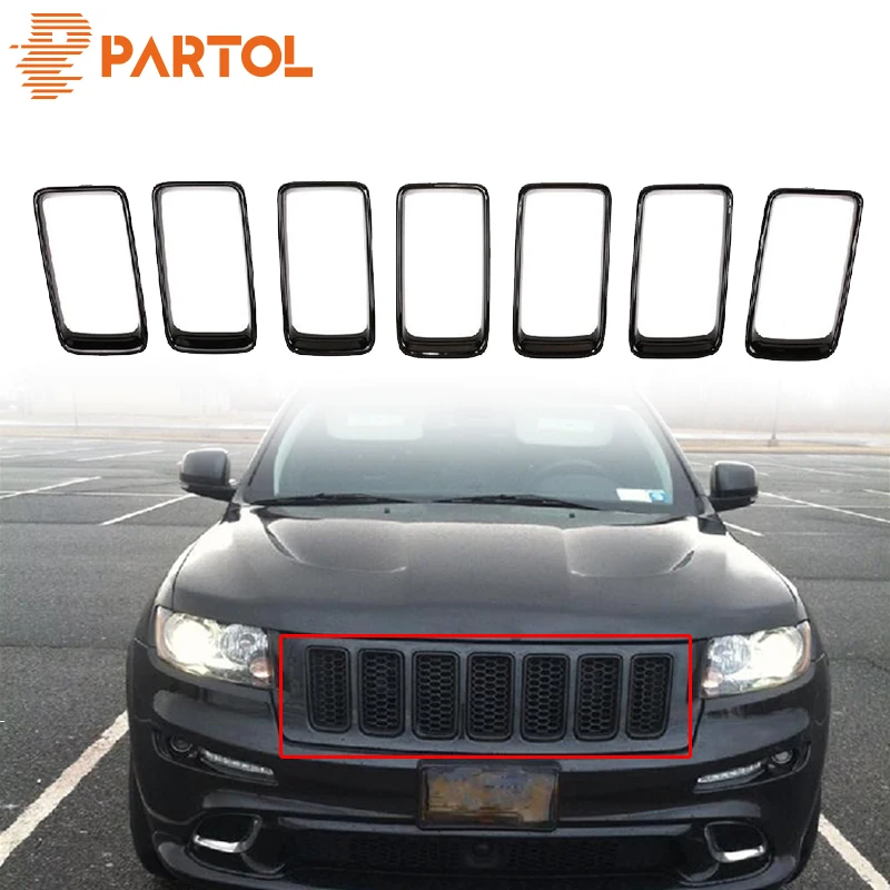 Черная передняя решетка радиатора автомобиля Partol 7 шт./компл. для Jeep Grand Cherokee 2014 2015