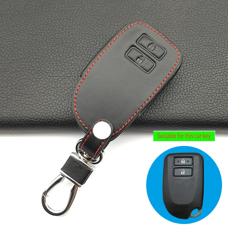 

High quality leather key case cover for Toyota Camry Crown Prado 2 buttons Smart Key Remote Control Auto accessories