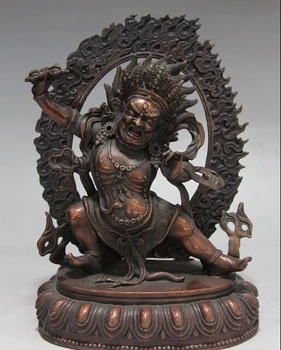 

Buddhism Red Copper Bronze Vajrapani Chana Dorje Protector Deity Buddha Statue