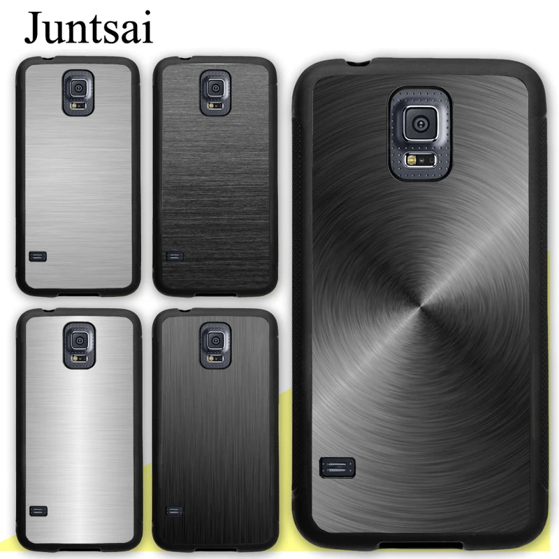

Juntsai Brushed Metal Texture Steel Print TPU Cover For Samsung Galaxy S5 S6 S7 Edge S8 S9 S10 Plus Lite Note 9 8 5 Case