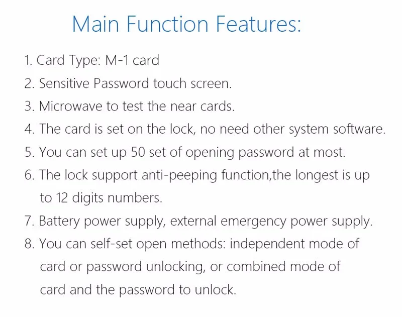 Электронный код замка двери, 2 удостоверения личности, 2 механических ключа сенсорного экрана клавиатуры цифровой пароль блокировки без ключа lk1068BS