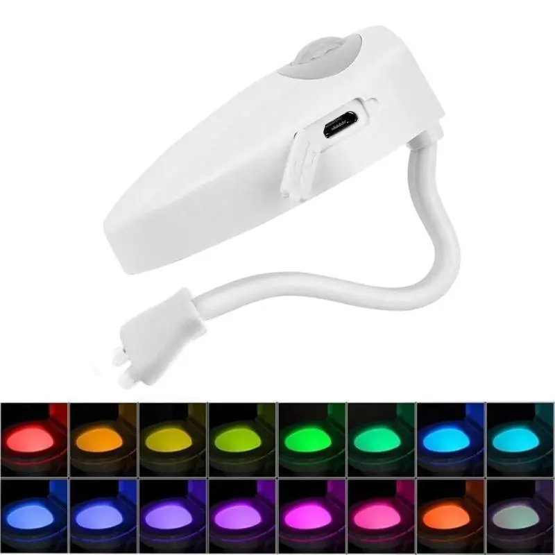 

Smart Motion Sensor Toilet Seat Night Light 16 Colors Waterproof USB Charging UV SterilizationToilet LED Luminaria Lamp