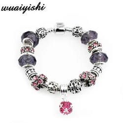 На Алиэкспресс купить стекло для смартфона antique silver charm bracelet & bangle com amor e contas flor de jias de casamento das mulheres 4 cores 18 19 20 21cm
