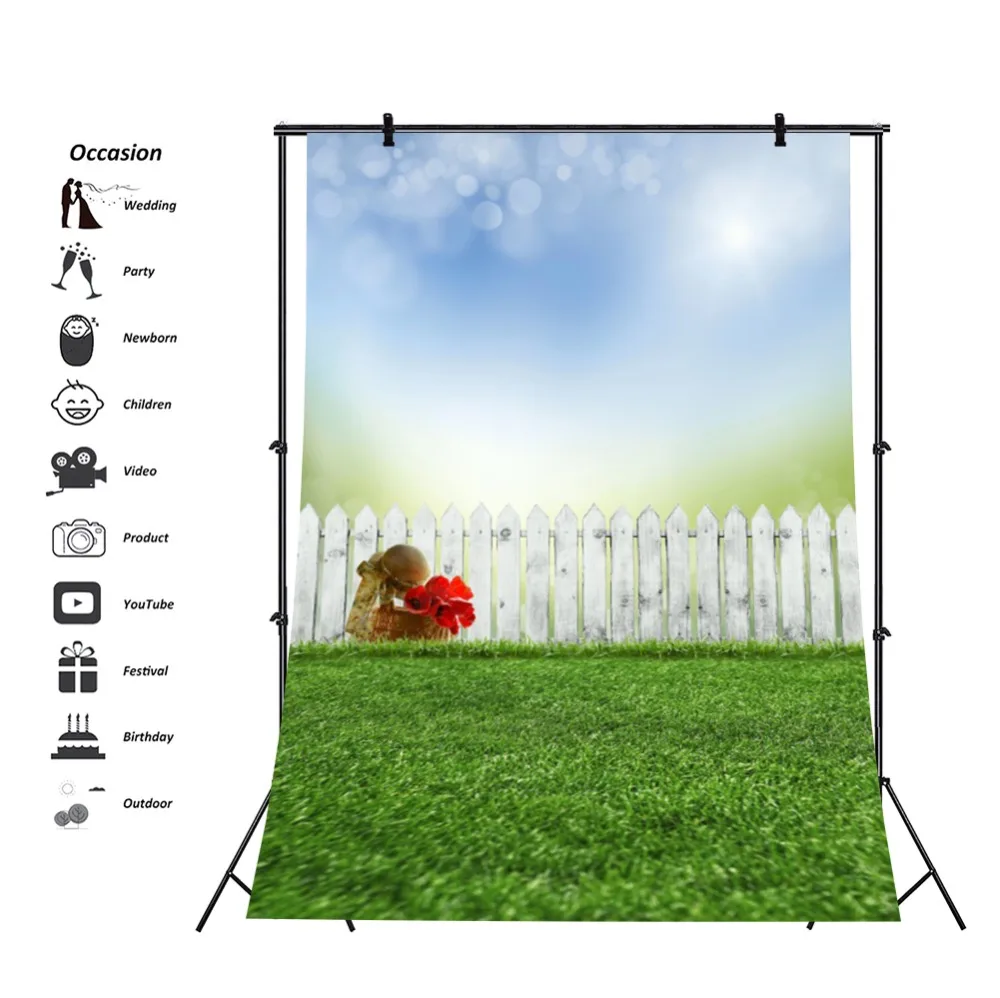 Laeacco Spring Green Grassland Flowers Fence Light Bokeh Portrait Natural Scene Photo Background Photo Backdrop For Photo Studio Laeacco Spring Green Grassland Flowers Fence Light Bokeh Portrait Natural Scene Photo Background Photo Backdrop For Photo Studio