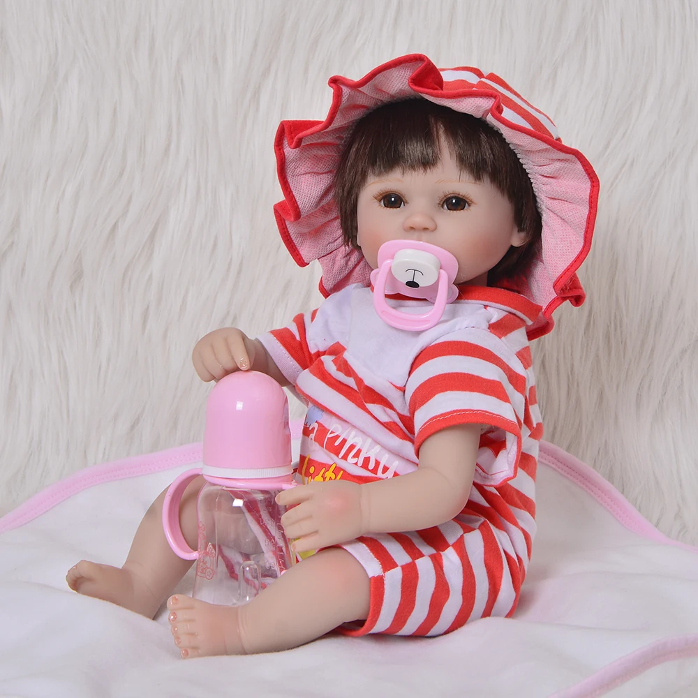

So Truly Looking Baby Dolls 17 Inch Lifelike Soft Silicone Body Adorable Girl Babies Reborn Dolls For Children Play Toy Kid Gift