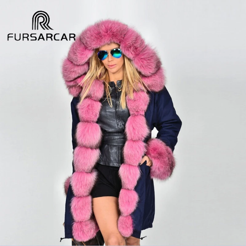 Fursarcar Новый стиль натуральным мехом пальто Для женщин На зиму высокого | Шубы и дубленки -32903777240