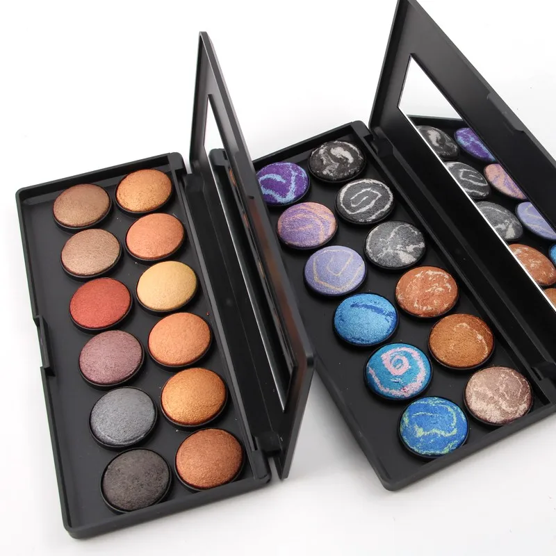 

Women Eye Makeup 12 Colors Eyeshadow Palette Baked Powder Smooth Soft Velvet Shimmer Eye Shadow Metallic Kit Natural Nude Blue