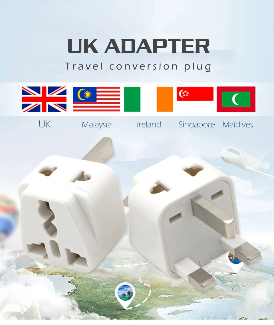 Hot-Sale Universal EU US AU to UK 3 Pin AC Power Socket Plug Travel Charger Adapter Converter 2 Device Charging (1)