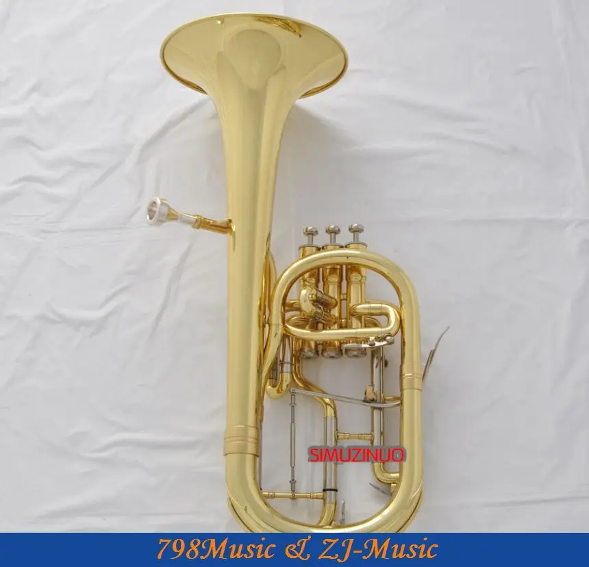 

High Grade Gold 3 Piston Alto Horn Eb Keys Tuning Slide Trigger With Case