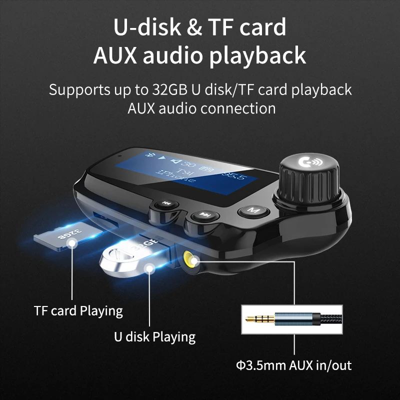 Автомобильное зарядное устройство JINSERTA Bluetooth 5 0 FM передатчик модулятор