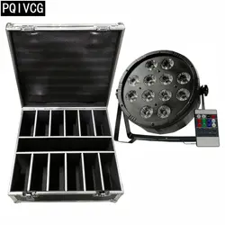 12 шт./Remote Управление 12x12 Вт светодио дный par огни + кейс rgbw 4in1 par огни плоским par dmx dj light