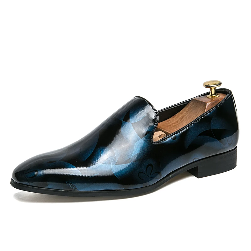 cool flowers print patent leather men shoes luxury italian brand camouflage male footwear mixcolors glossy oxford shoes for men (4)