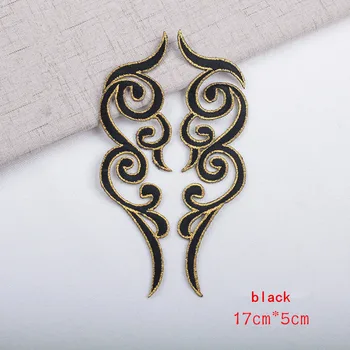 

SASKIA 10Pairs Gold Embroidered Appliqued 3D Flower Lace Patches Hot Fixed Iron On Women Dress Cloth Cosplay Costume 17*5cm Diy