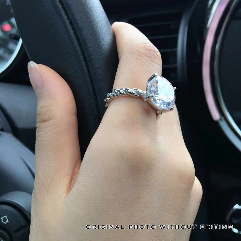 12mm Round Cubic Zirconia 925 Sterling Silver Wedding Jewelry Rings For Women Wedding Gift Ideas(JewelOra RI102325)