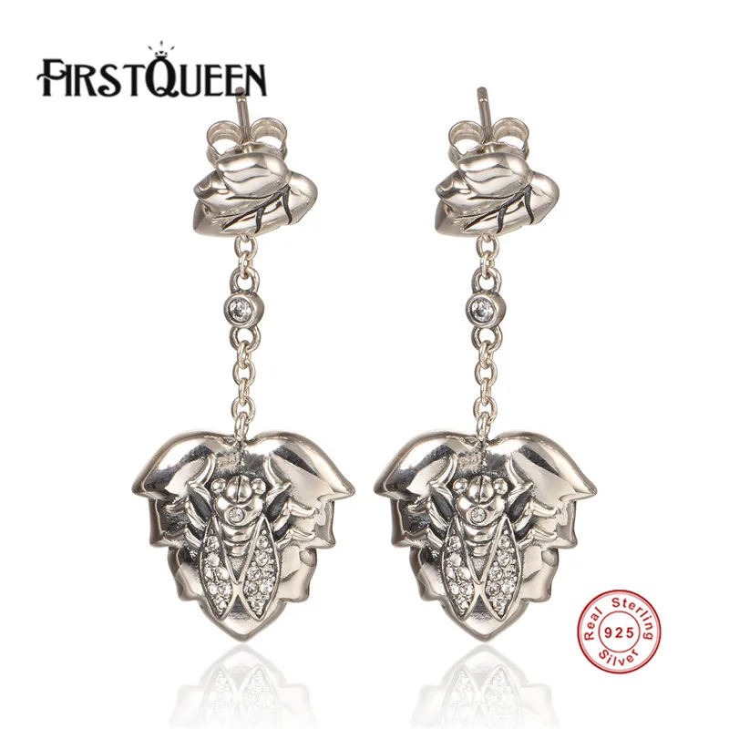 

FirstQueen 2017 New Summer Collection 925 Sterling Silver Leaf Clear CZ Women Dangle Earrings Fine Jewelry