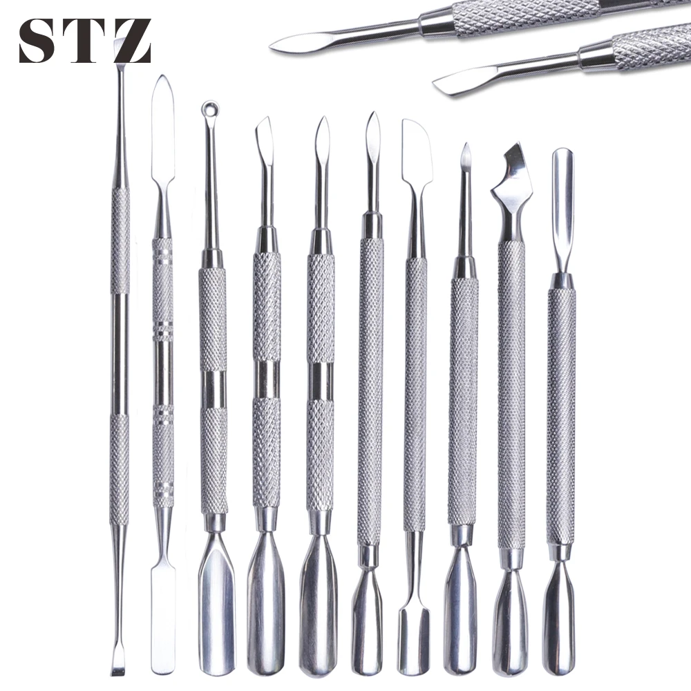

STZ 10 Types Stainless Steel Nail Art Cuticle Trimming Pusher Remover Dead Skin Cutter Spoon Manicure Professional Tools #34-43