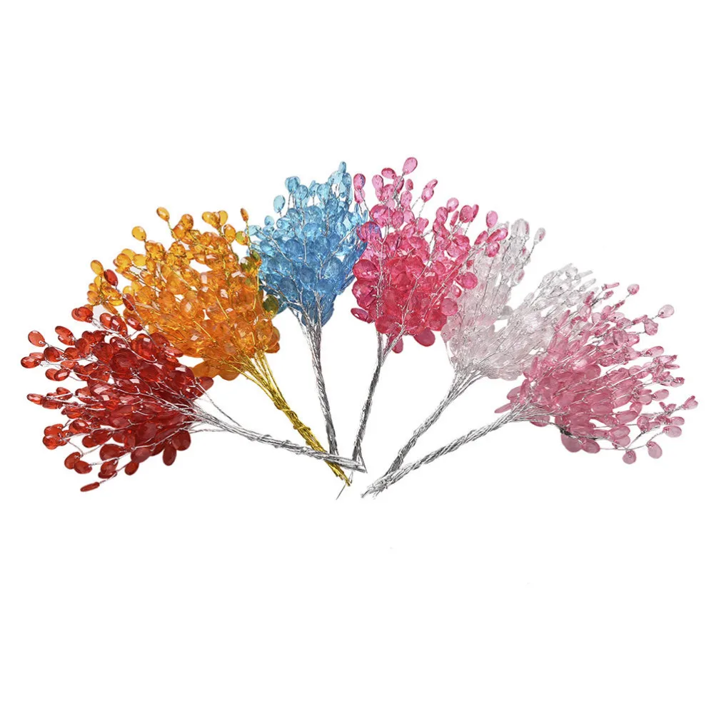 10PCS Wedding Party Flower Bouquet Decoration Mini Acrylic Drops Artificial hairpin Bouquet Scrapbooking DIY Wreath Accessories