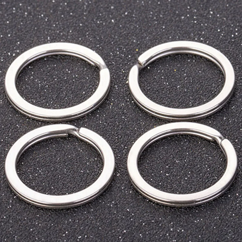 10PCSKeyrings Key Chain Hoop Loop Polished Silver Key Holder Split Ring