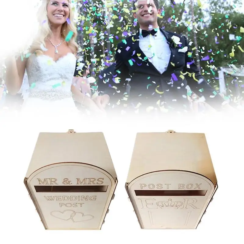 Деревянный Подарочный почтовый ящик для именных открыток с замком для свадебных вечеринок, подарочные коробки для свадебных украшений