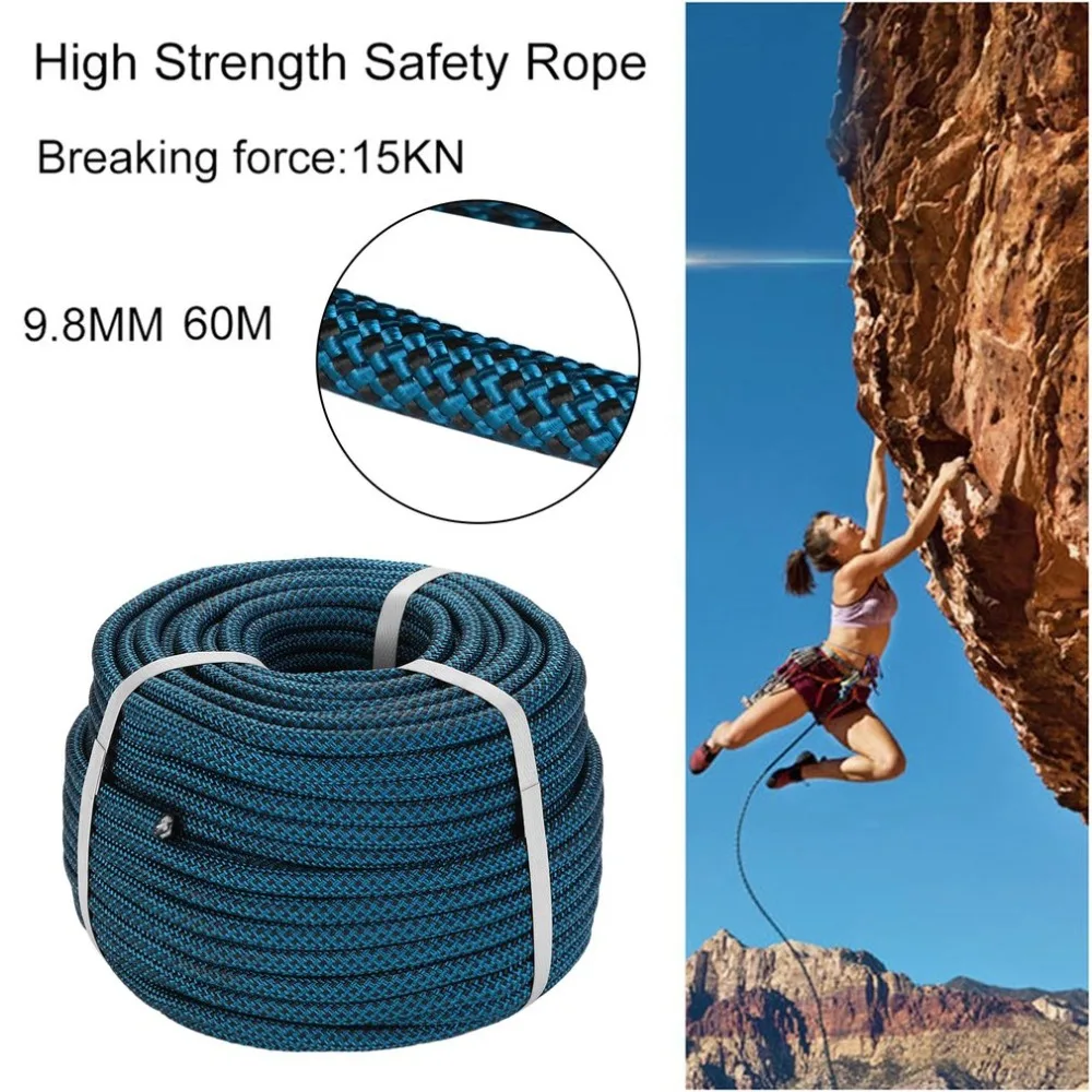 High Strength Cord 9.8MM 60M Length Safety Rope 15KN Professional Rock