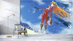 [Самоклеющиеся] 3D ракета голубое небо женский пилот 22 Японии аниме обои росписи стены печати настенные наклейки