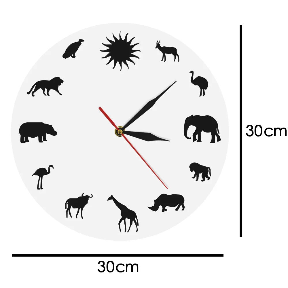 1 шт. Африканские животные жираф слон лев Бегемот животные в дикой природе декоративные настенные часы 12 дюймов акрил современный время