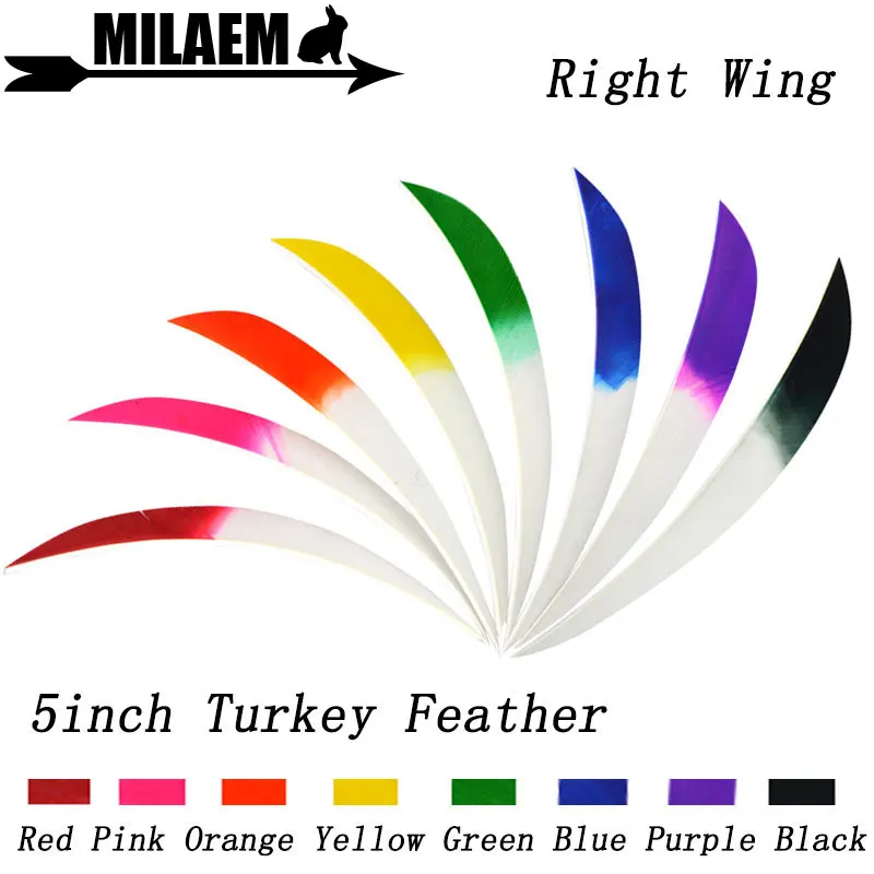 

50/100pcs 5inch Archery Turkey Feathers Fletching Arrow Feathers Wooden Bamboo Carbon Arrow Shaft Outdoor Shooting Accessories