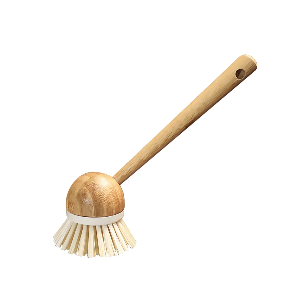 Щетка для мытья посуды с деревянной бамбуковой длинной ручкой, кухонный горшок, висячая щетка