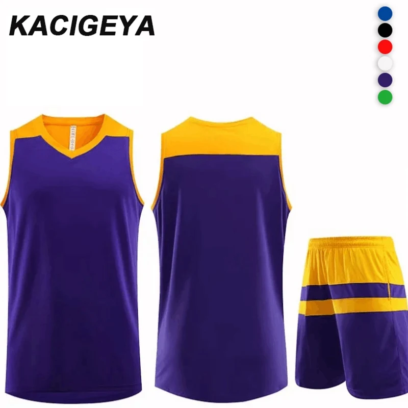 

Custom Basketball Jerseys Men Blank College Basketball Uniforms Cheap Breathable Dry Quick Running Set Suits 2019 New