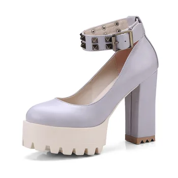 

Spring 2018 thick with ultra-high with waterproof platform shoes fashionable rivets nightclub 32 - size 42 shoes 18324