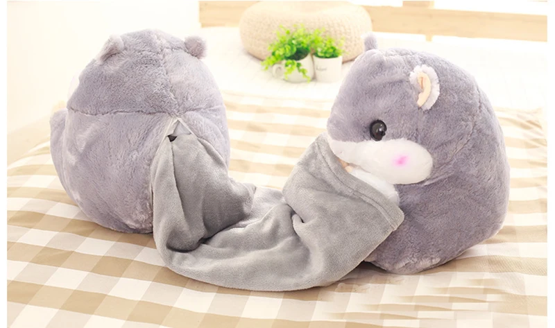 OnnPnnQ Cartoon Hamster Decorative Cushion Warm Hand Pillow With Soft Blanket Cute Throw Pillow Cushion Washable Waist Cushions15
