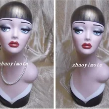 Alta calidad fibra de vidrio Vintage mujer maniquí Dummy Head Bust, Manikin cabezas sombrero exhibidor