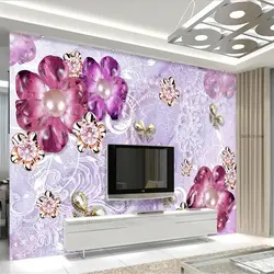 Beibehang пользовательские фото обои большие фрески Luxury Пышное Фиолетовый европейские Цветы 3D стерео ТВ фоне Papel де Parede
