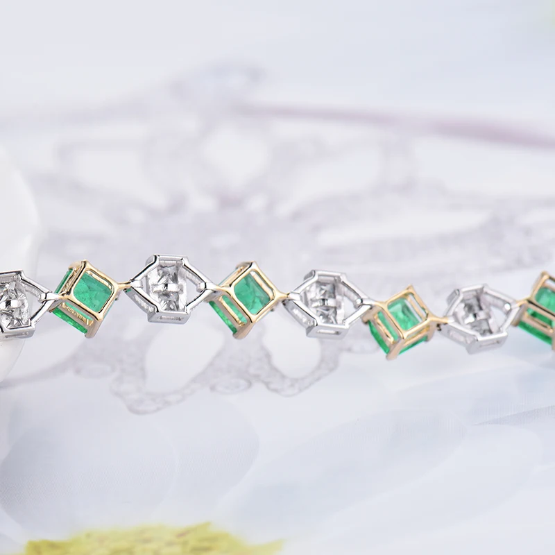 LANMI, роскошный дизайн, обещанные ювелирные изделия, Одноцветный, 18 К, два тона, золотой, принцесса, настоящий изумруд, бриллиантовый браслет для женщин, любящий подарок