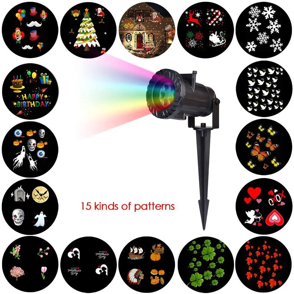 

15 Kinds Of Patterns Christmas Rotating Projector Spotlights MJJ88