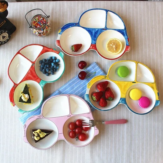 Дети тарелки блюдо посуда закуска лоток мультфильм автомобиль самолет симпатичная тарелка