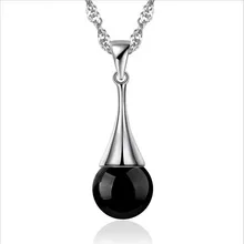 

LUKENI Fashion 925 Sterling Silver Necklace For Women Jewelry Charm Female Black Pearl Pendants Necklace Girl Lady Accessories